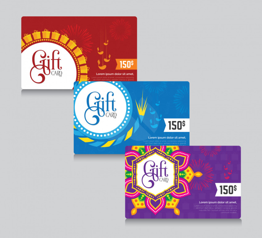 Diwali Festival Gift Card Design Template Set