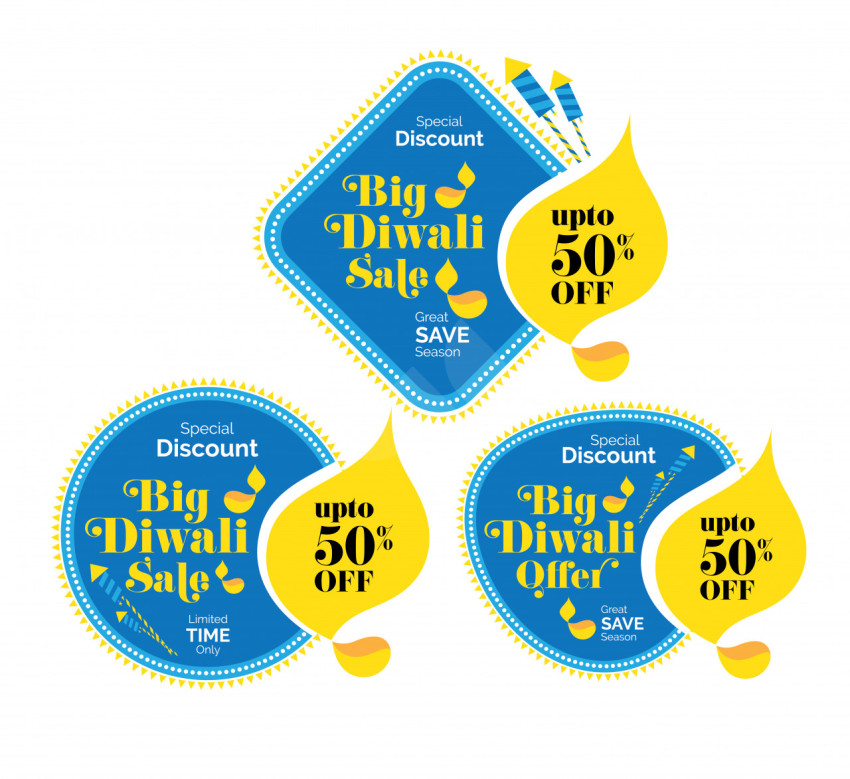 Diwali Big Sale Sticker Design Template Collection