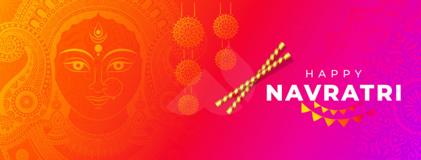Indian Religious Festival Navratri Facebook Cover BannerTemplate