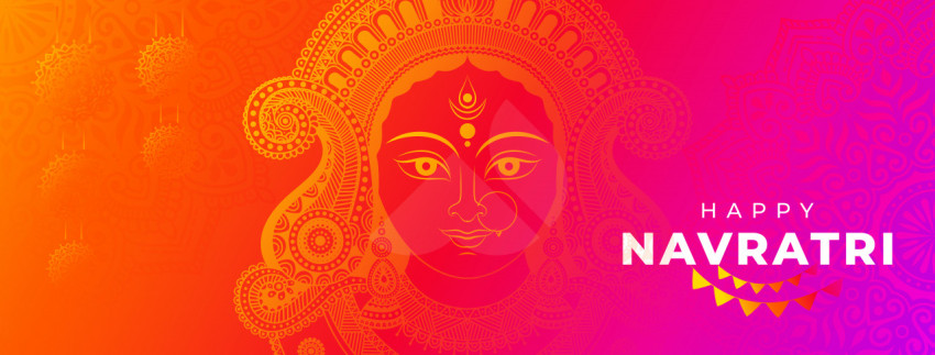 Indian Religious Festival Navratri Facebook Cover BannerTemplate