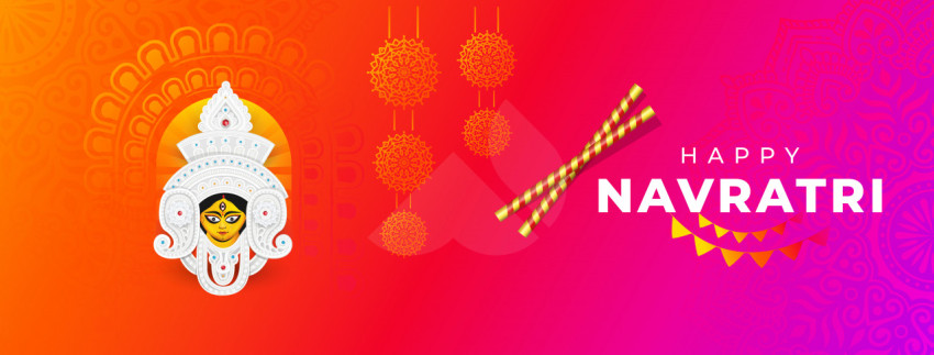 Indian Religious Festival Navratri Facebook Cover BannerTemplate
