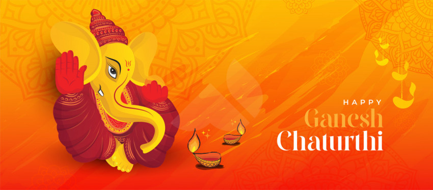 Happy ganesh chaturthi indian festival celebration banner backgrund