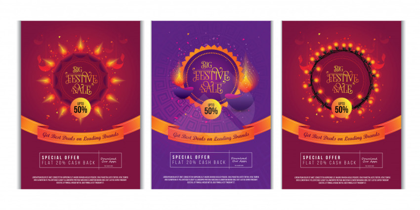 Diwali Festival Sale Poster Design Set