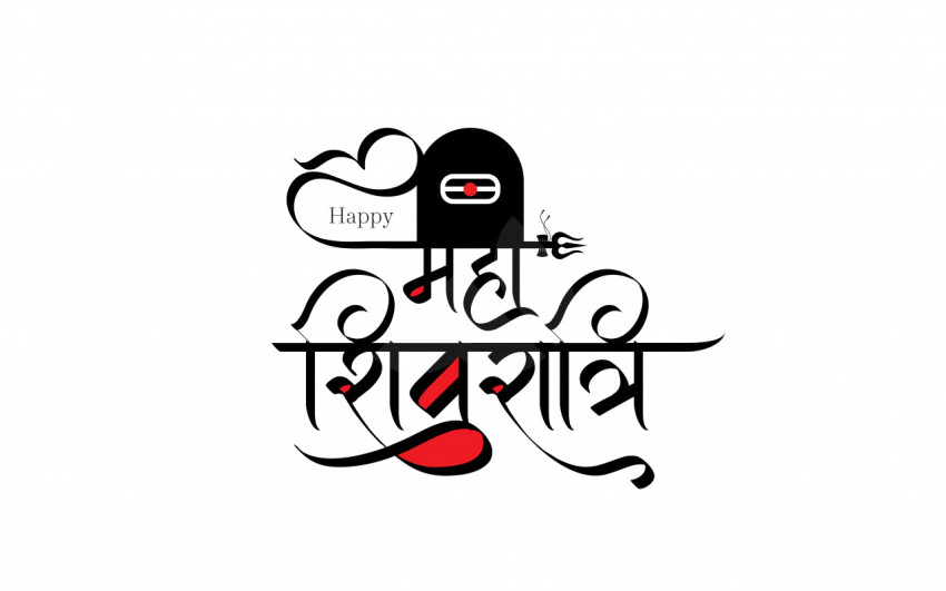 Happy Maha Shivratri Hindi Text Typography