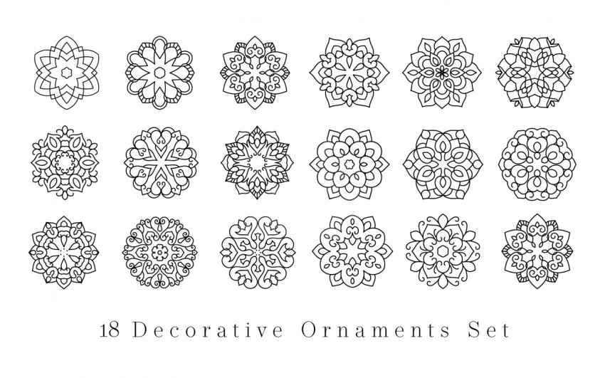 Decorative Floral Mandala Ornaments Design Collection Set