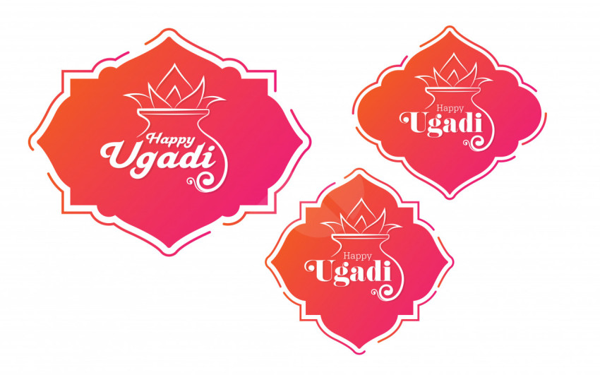 Happy Ugadi Wishes in English Sticker Design