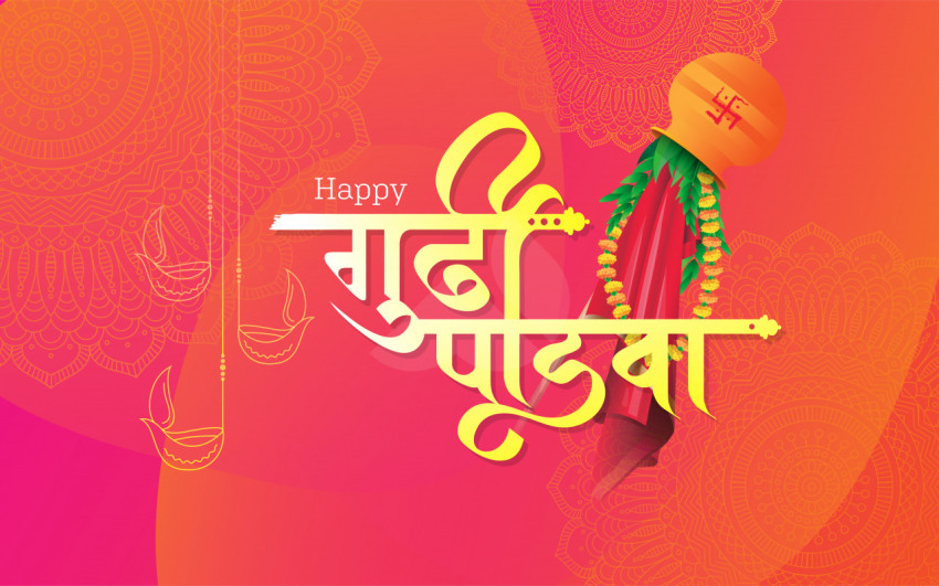 Happy Gudi Padwa Greeting Background Template