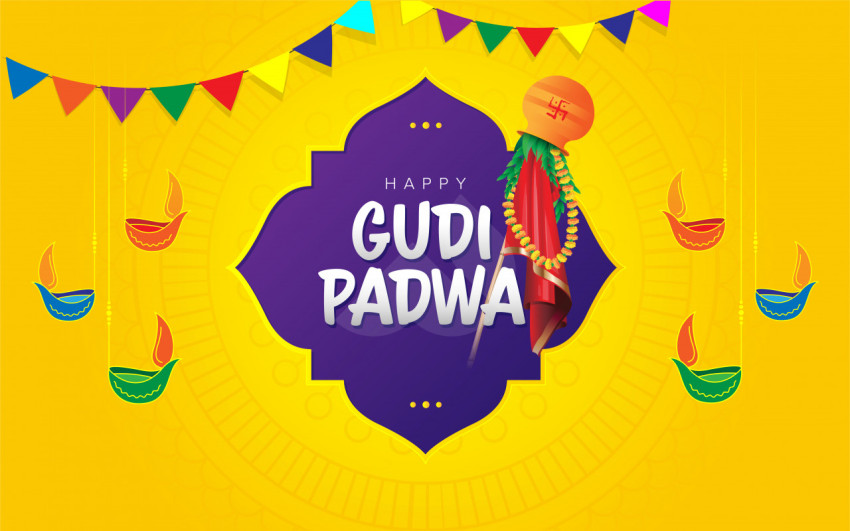 Happy Gudi Padwa Festival Background Template