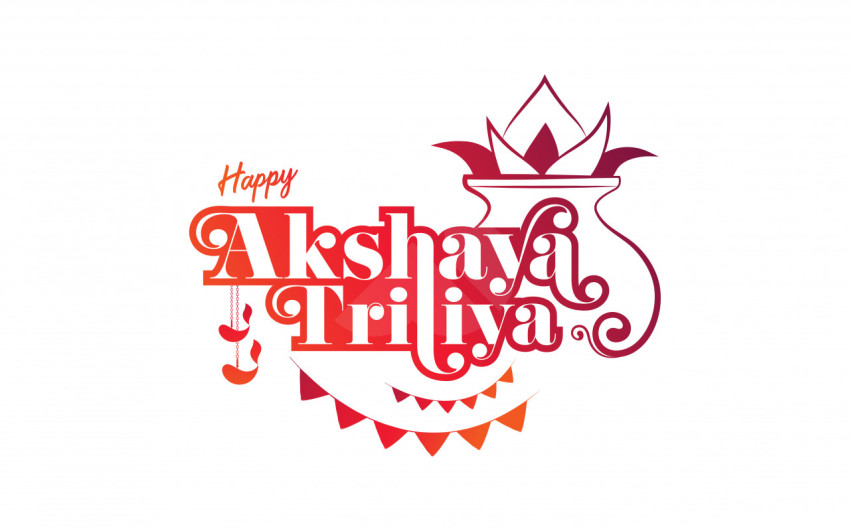 Happy Akshaya Tritiya Text Typography - Free