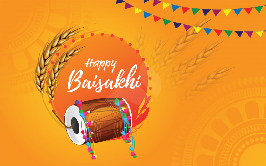 Happy Baisakhi Greeting Background Template