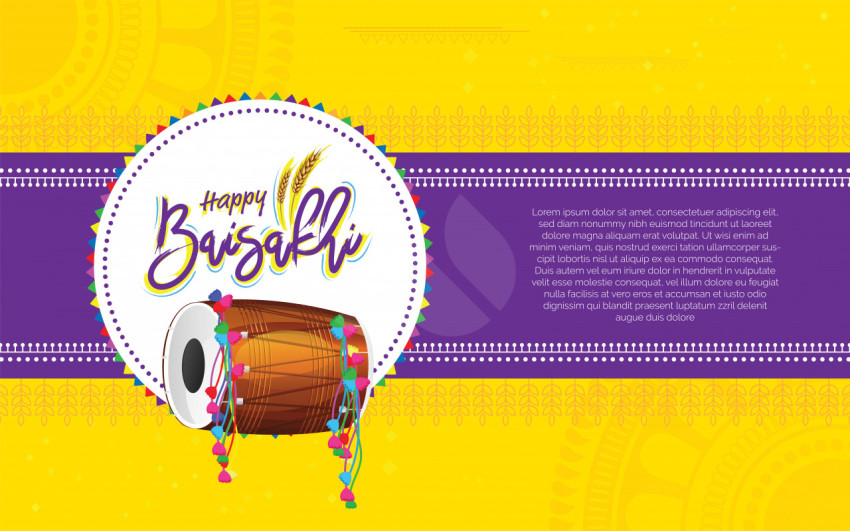 Happy Baisakhi Wishes Greeting Background Template