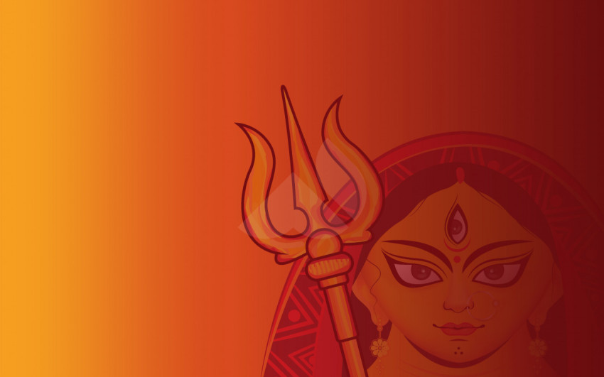 Durga Puja Background Template with Durga Illustration