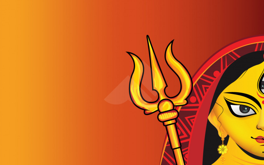 Happy Durga Puja Background Template with Goddess Durga Illustration