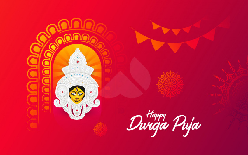 Happy Durga Puja Wishes Background Design Template