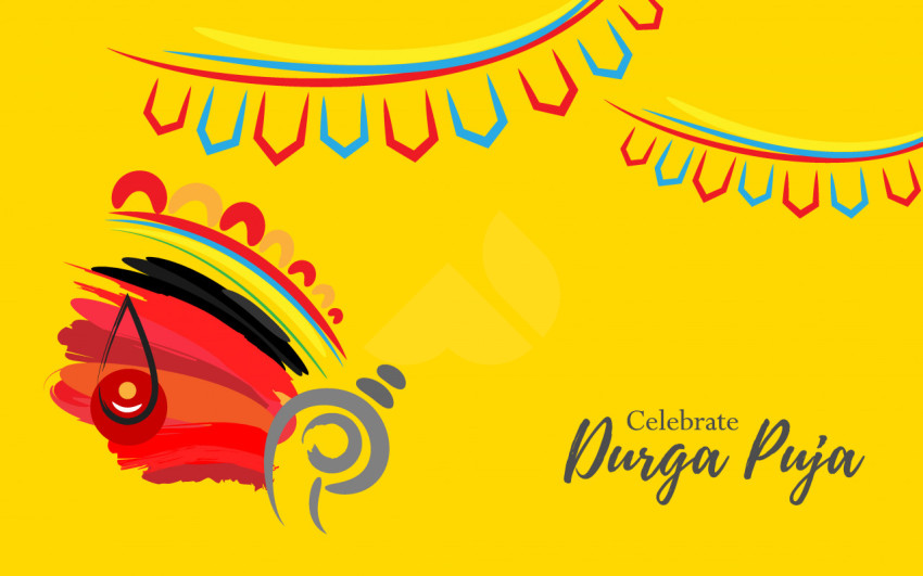 Celebrate Durga Puja Template Illustration
