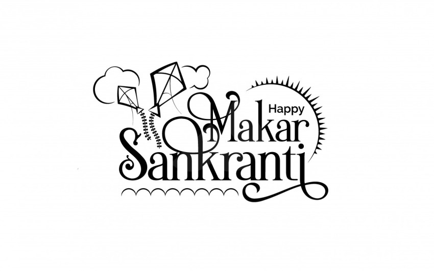 Happy Makar Sankranti Text Typography