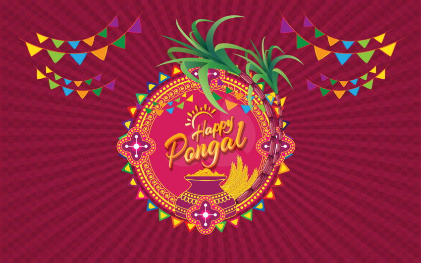 Happy Pongal Wishes Background Design Template