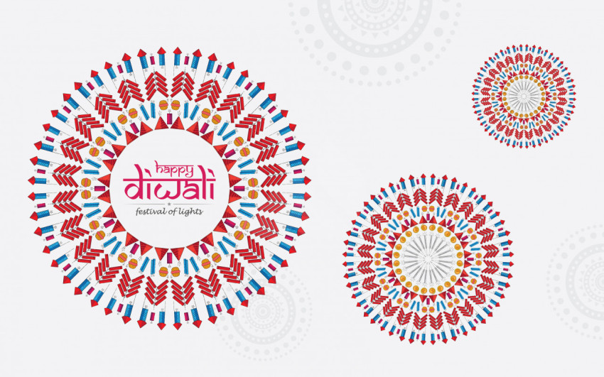 Happy Diwali Festivali Greeting Design with Crackers - Free