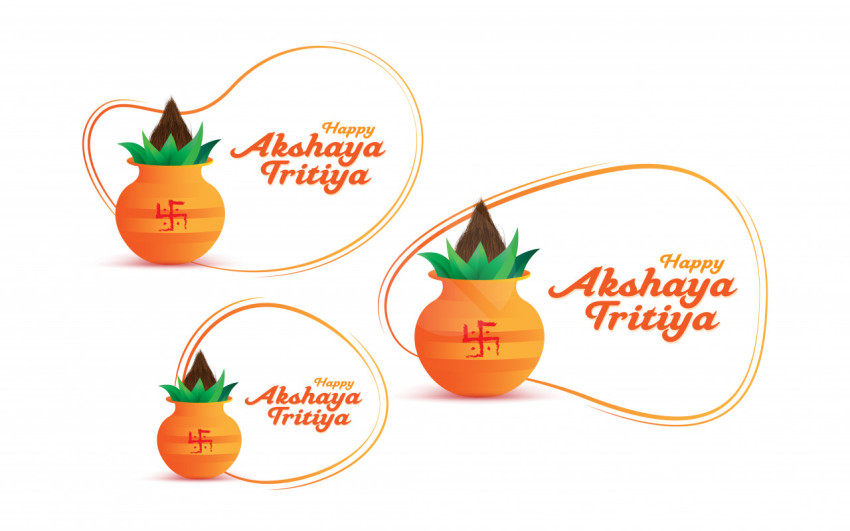 Happy Akshaya Tritiya Greeting Sticker Design Set