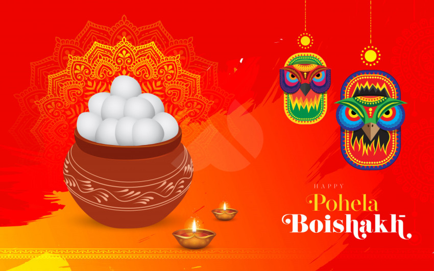 Happy Pohila Boishakh Wishes Background Template