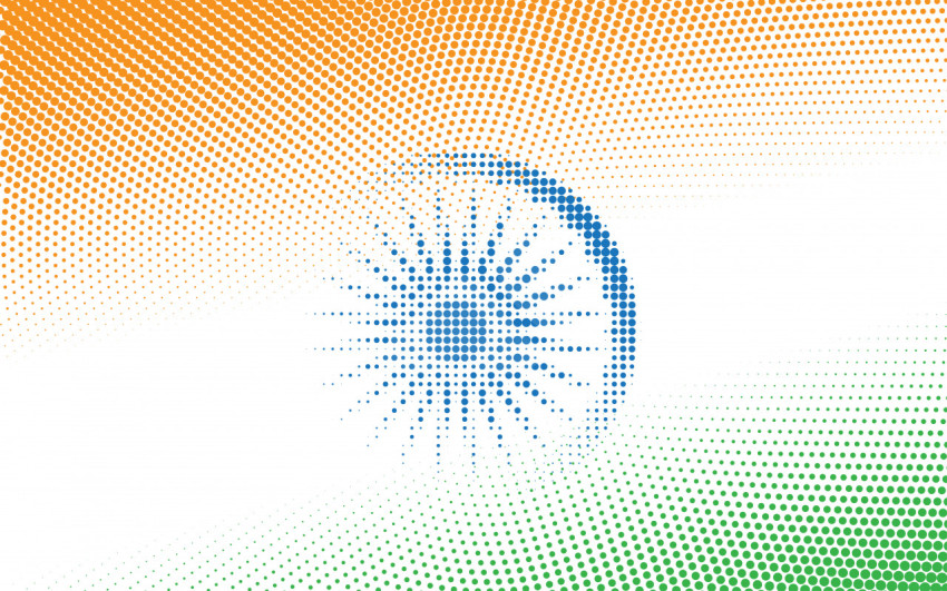 Indian National Flag Illustration with Halftone Effect