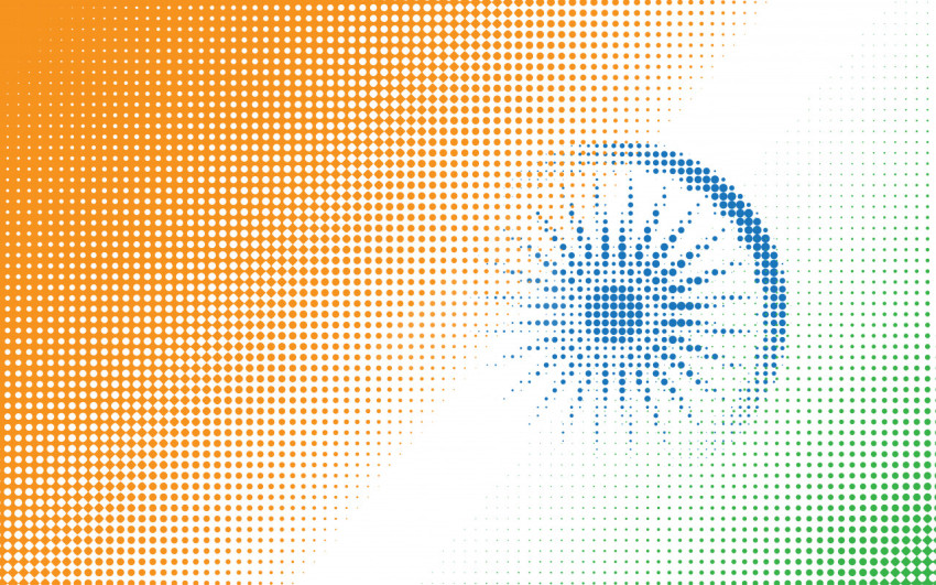 Indian National Flag Illustration with Halftone Effect