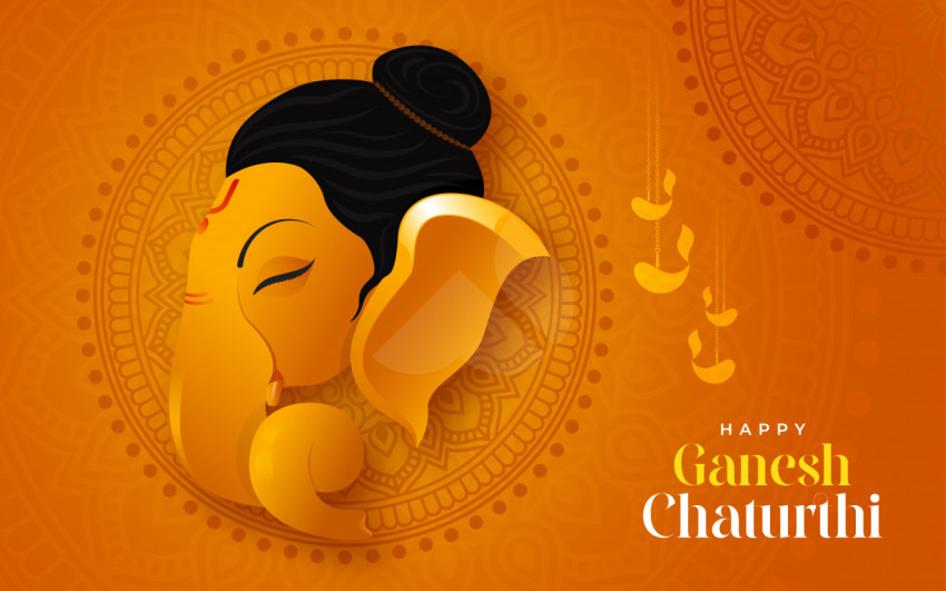 Happy ganesh chaturthi indian festival celebration background ve