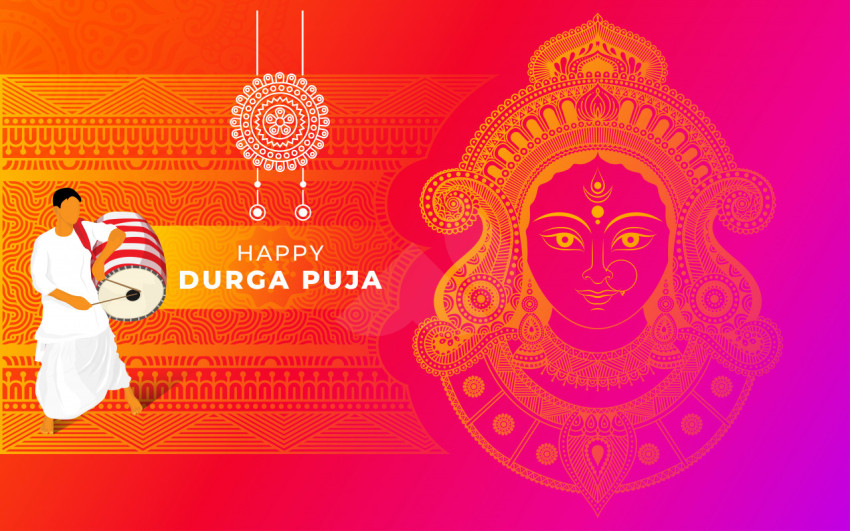 Happy Durga Puga Greeting Backgroung Template Design