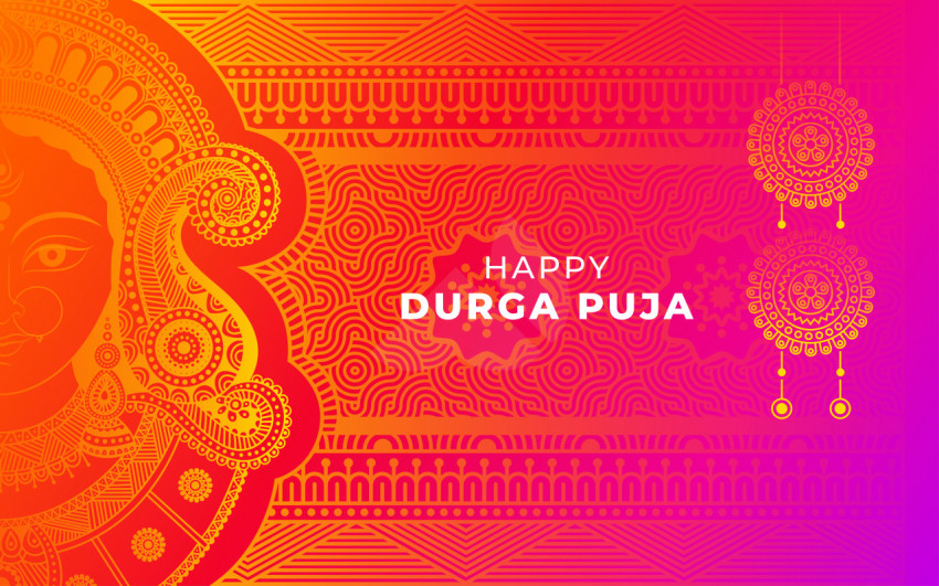Happy Durga Puga Greeting Backgroung Template Design