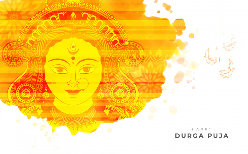 Happy Durga Puja Greeting Background Template