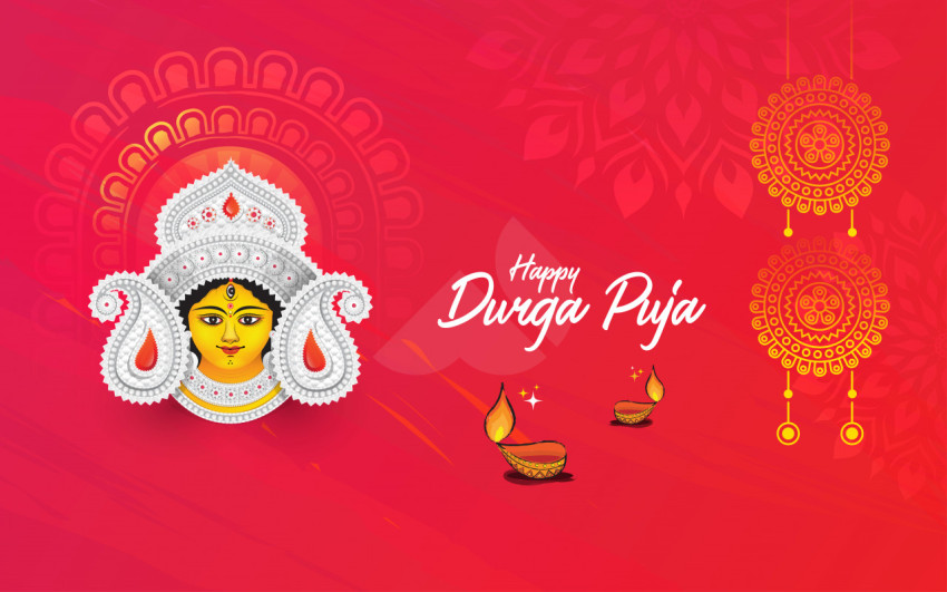 Happy Durga Puja Greeting Background Template