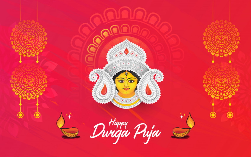 Happy Durga Puja Greeting Design Template