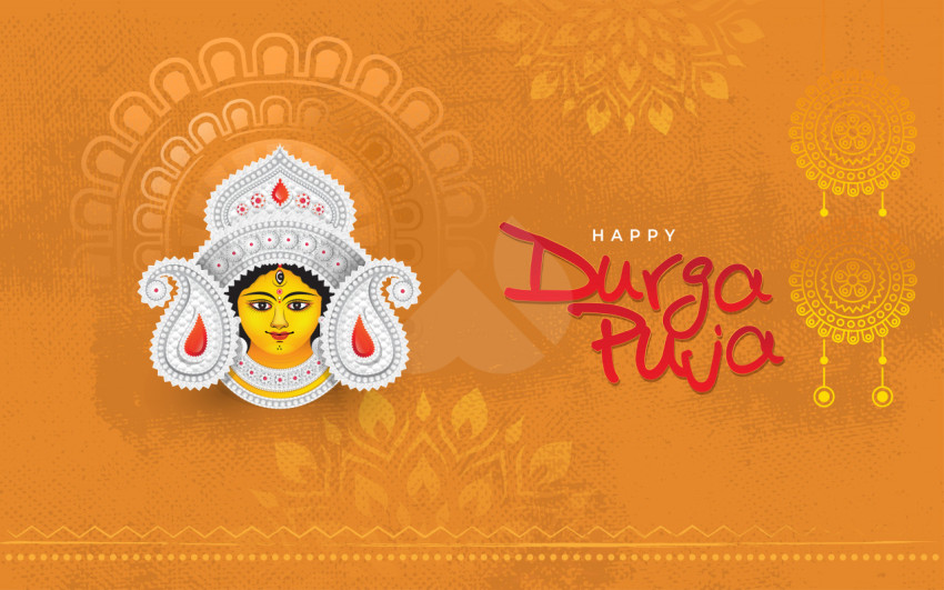 Happy Durga Puja Greeting Design Template