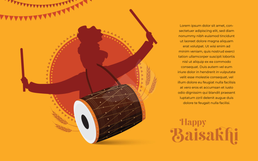 Happy baisakhi festival vector design background