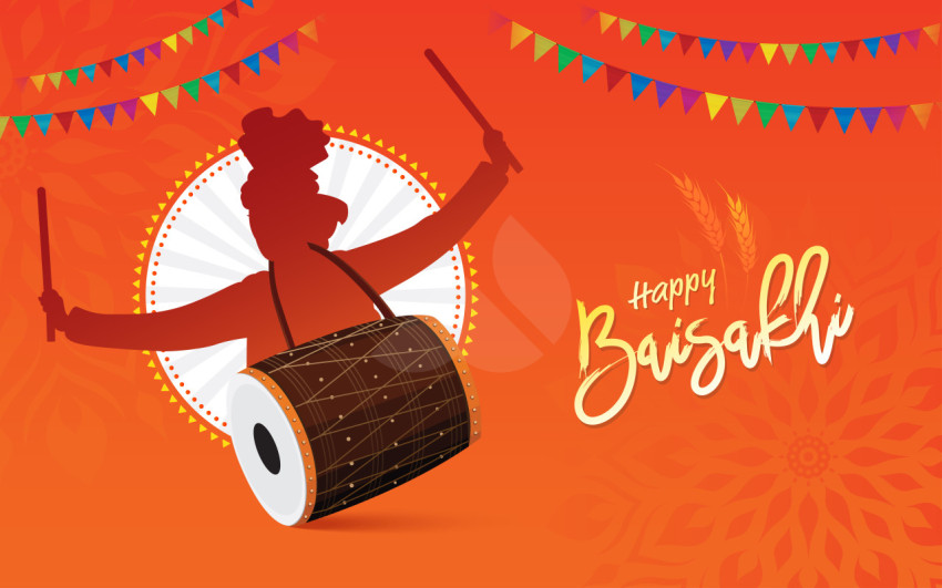 Happy baisakhi festival vector design background