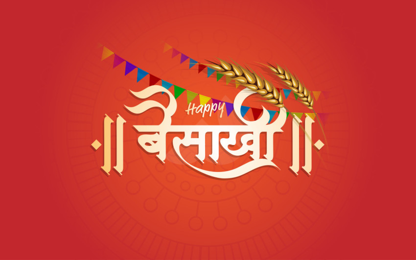 Happy baisakhi festival hindi greeting design background template
