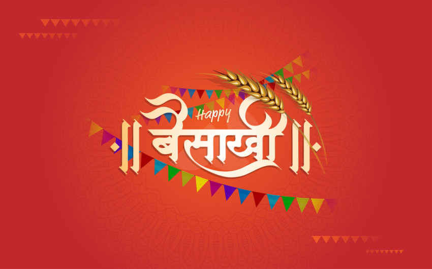 Happy baisakhi festival hindi greeting design background template