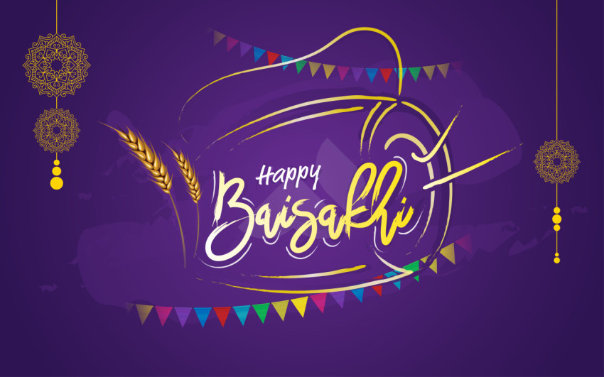 Happy baisakhi festival greeting design background template