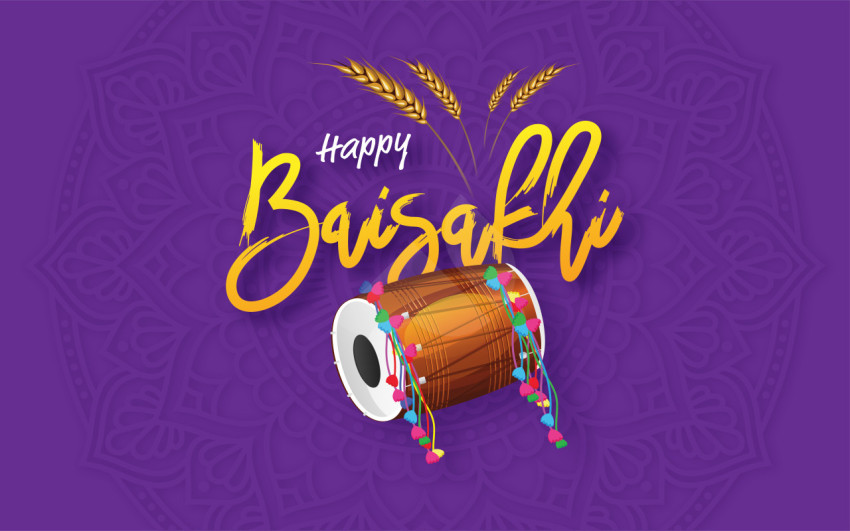 Happy baisakhi festival greeting design background template