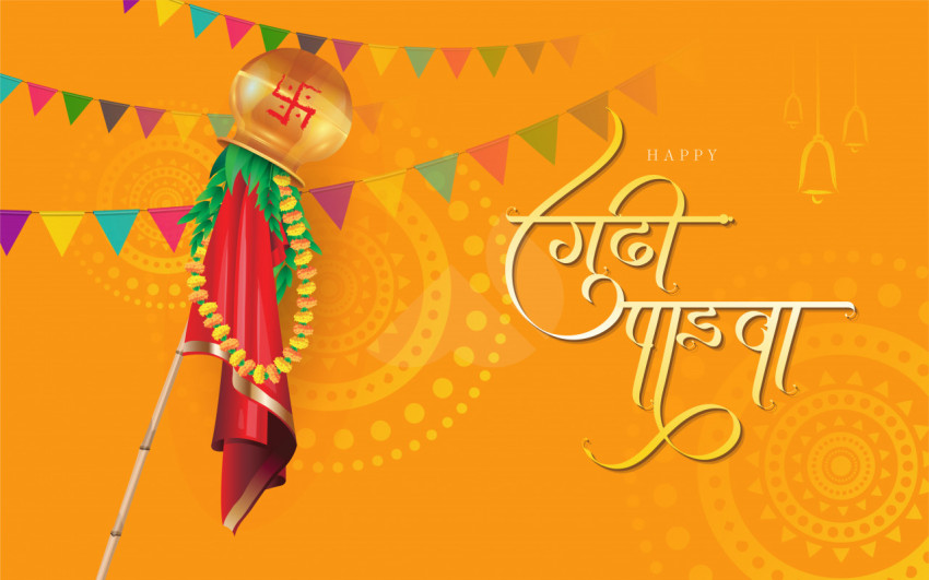 Happy Gudi Padwa Greeting Background Template