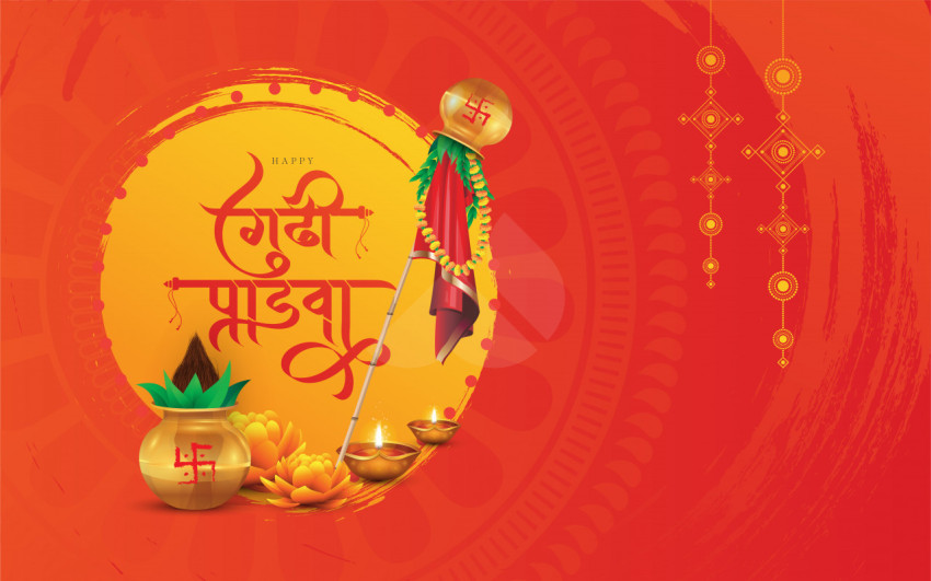 Happy Gudi Padwa Greeting Background Template