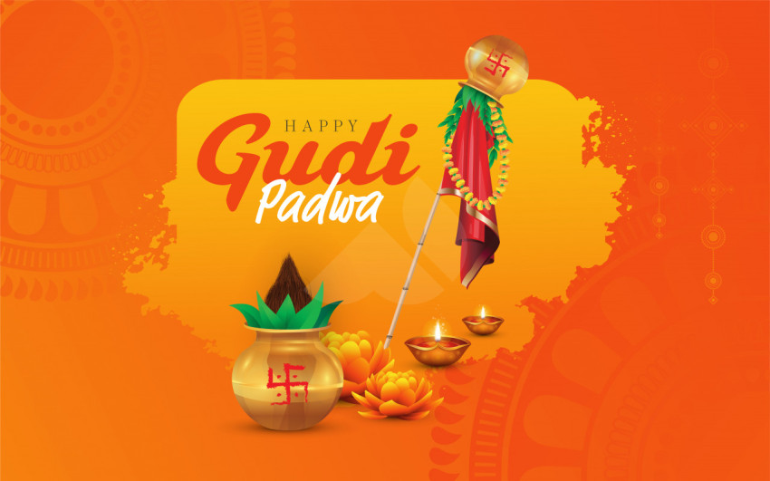 Happy Gudi Padwa Greeting Background Template