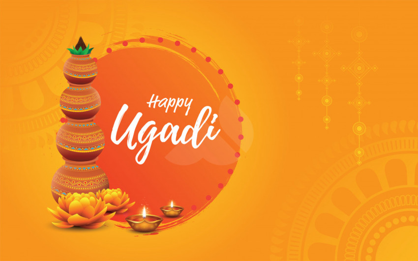 Happy Ugadi Greetings Background Template Design