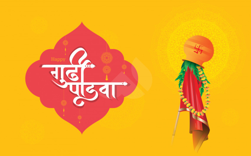Happy Gudi Padwa Greeting Background Template