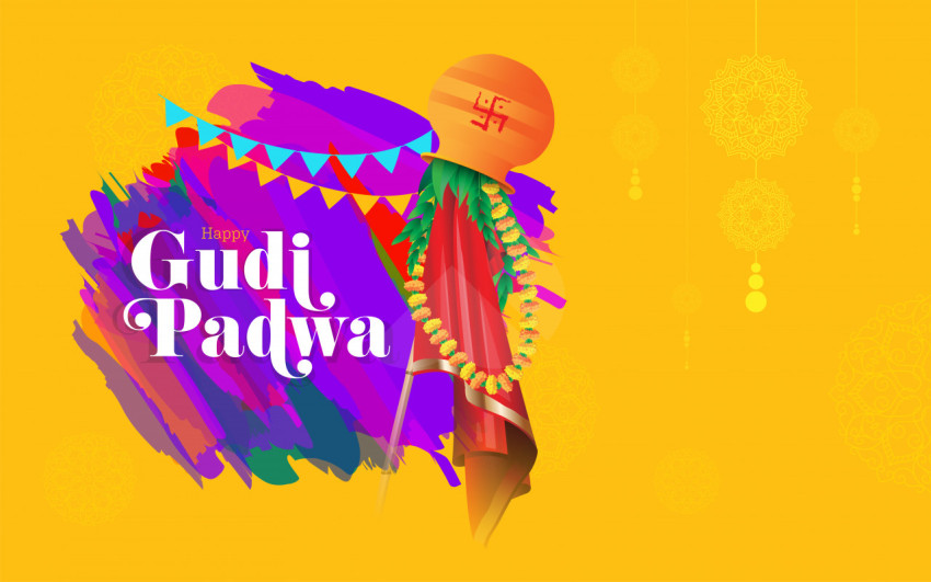 Happy Gudi Padwa Greeting Background Template