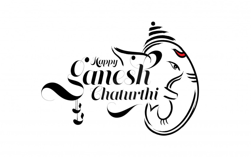 Happy Ganesh Chathurti Text Typography Design
