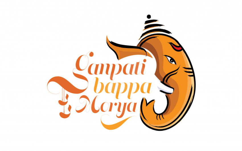 Ganapati Bappa Morya Text  Typography