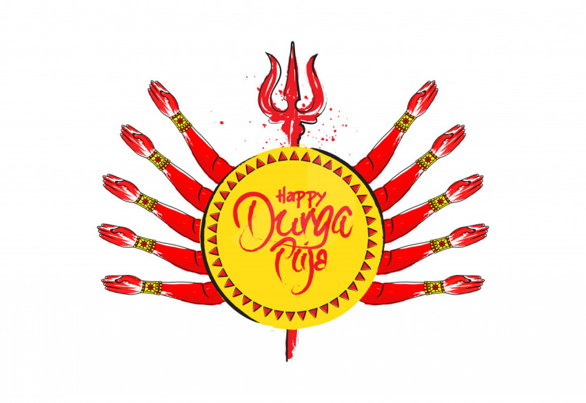 Happy Durga Puja Template Illustration with Goddess Durga Hand Illustration