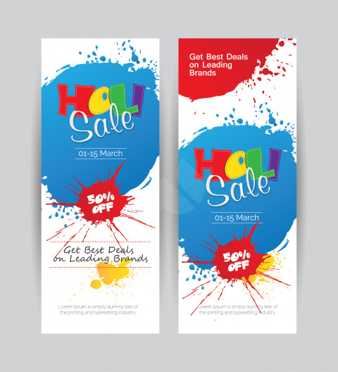 Holi Sale Vertical Banner Template - Free