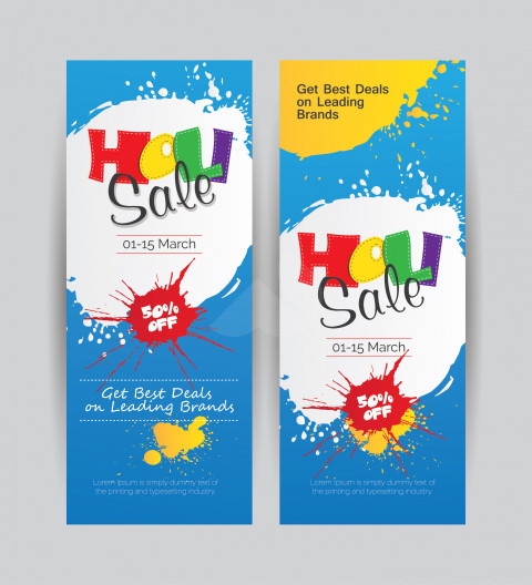 Holi Sale Vertical Banner Template - Free